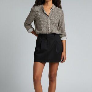 APT.9 Black & Cream Patterned Blouse | Size Small | Long Sleeve